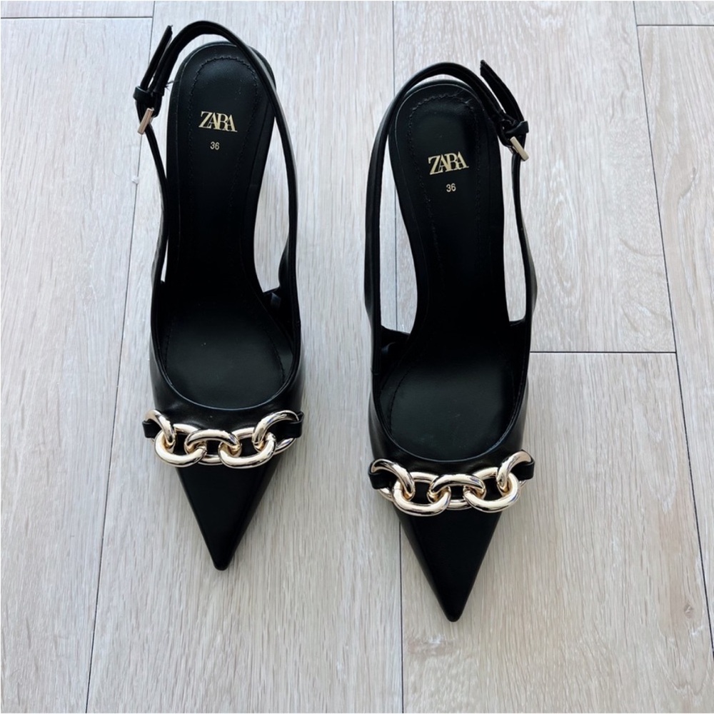 Zara Gold Chain Heels - Picture 3 of 8